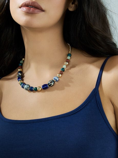 Multi Stone Beaded Necklace