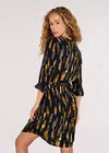Brushstroke Print Mini Dress , Black, large