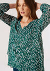 Brush Spot Layered Blouse, Green, large