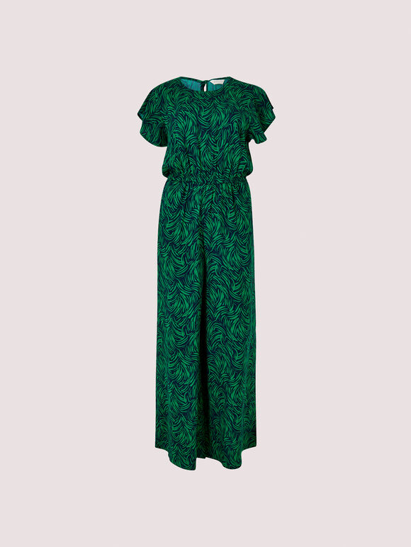 Brushstroke Weave Palazzo Jumpsuit, Navy, large