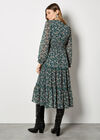 Paisley Print Chiffon Midi Dress, Green, large