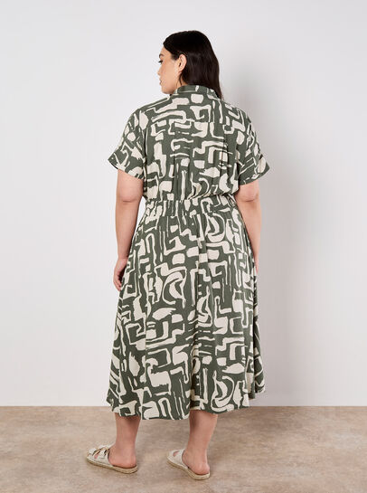 Geo Grecian Shirt Midi Dress