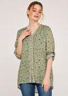 Daisy Print Button Top, Green, large