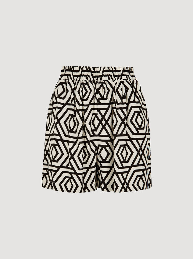 Geo Print Woven Shorts, Black, large