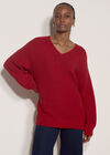 Textured Stitch Oversized Jumper, Red, large