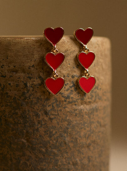 Gold Tone Heart Drop Earrings