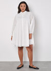 Curve Cotton Broderie Shirt Mini Dress, Cream, large