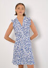Abstract Spot Ruffle Mini Dress, Blue, large