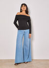 Jersey Bardot Top, Black, large