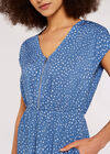 Dot Zip Front  Dress, Blue, large