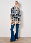 Block Print Oversized Shirt, Navy, large