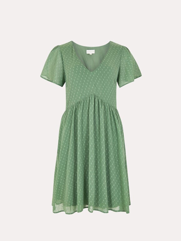 Skater Mini Dress, Green, large