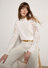 Lace Mesh Jumper, Cream, large