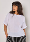 Textured Cotton Button Back T-Shirt, White, large
