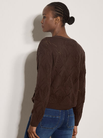 Pointelle Diamond Floral Cotton-Blend Cardigan