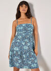 Batik Tile Print Cami Mini Dress, Teal, large