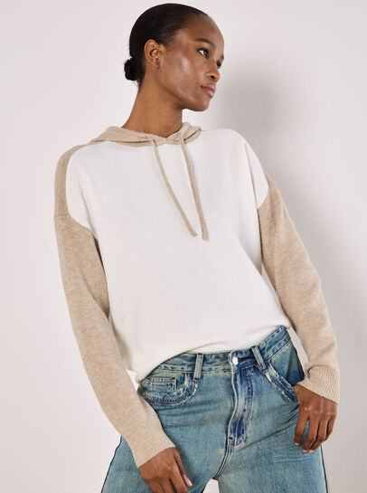 Colour Block Knitted Hoodie