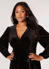 Curve Velvet Wrap Midi Dress, Black, large