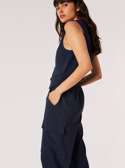 Textured Pinstripe Cargo Trousers