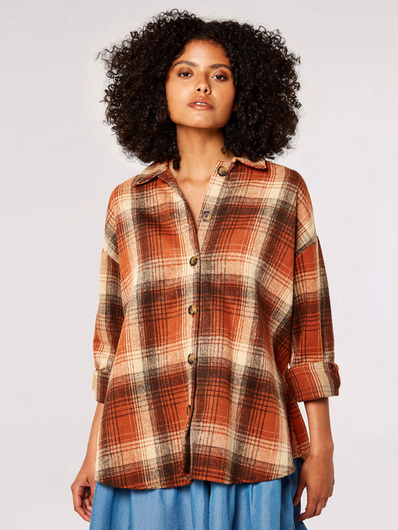 Plaid Check Shirt , Rust, large
