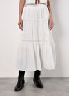 Crochet Lace Tiered Midi Skirt, White, large