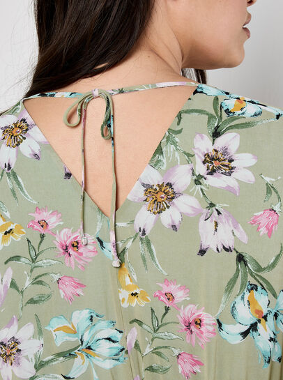 Curve Floral Wrap Midi Dress