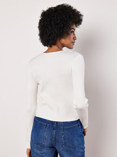 Ribbed Knit Front Clip Cardigan