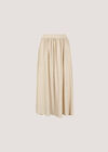 Linen Pleated Midi Skirt, Stone, large