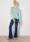 Dobby Bead Embellished Empire Top, Blue, large