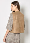 Reversible Borg Suede Gilet, Brown, large