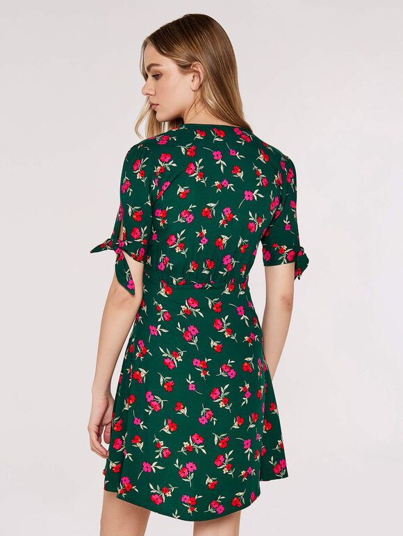 Bow Detail Mini Dress, Green, large