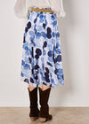 Abstract Print Slub Midi Skirt, Navy, large