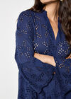 Broderie Anglaise Tiered Mini Dress, Navy, large