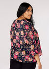 Curve Vintage Floral Top, Navy, large