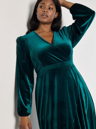Curve Velvet Wrap Midi Dress