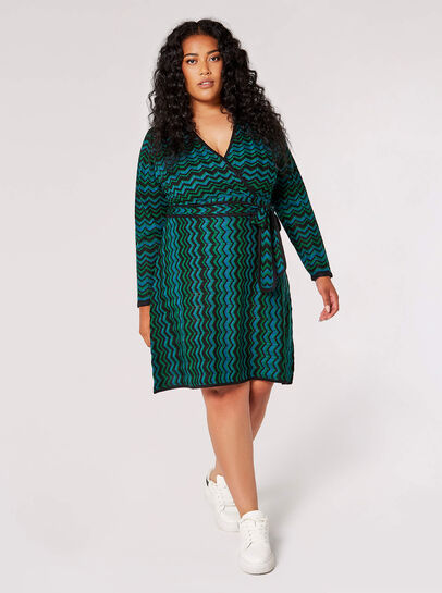 Curve Chevron Wrap Mini Dress
