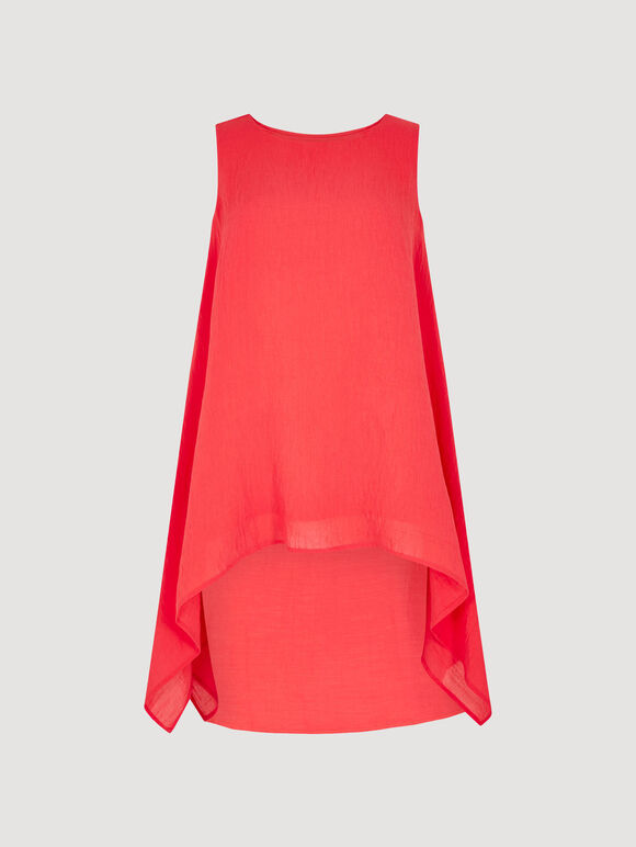 Shimmer Slub Shark Hem Top, Red, large