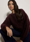 Brushed Bobble Cable Knit Jumper, Plum, large