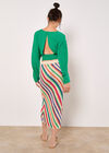 Hand Crocheted Stripe Midi Skirt, Stone, large