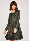 Soft Aztec Stripe Tiered Dress, Khaki, large