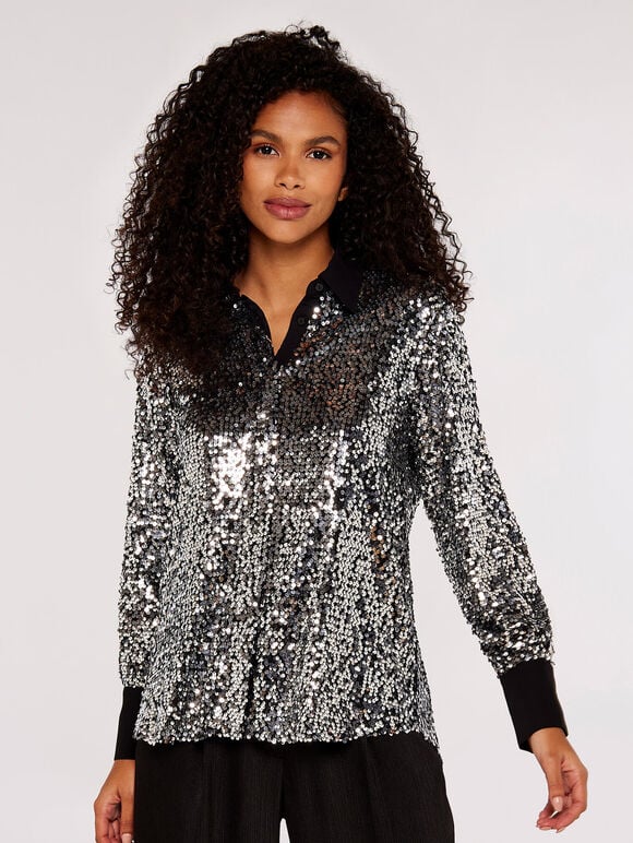 Sequin Button Down Shirt | Apricot Clothing