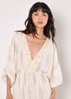 Gold Foil Paisley Midi Dress, Cream, large