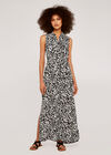 Leaf Silhouette Shirt Dress, Black, large
