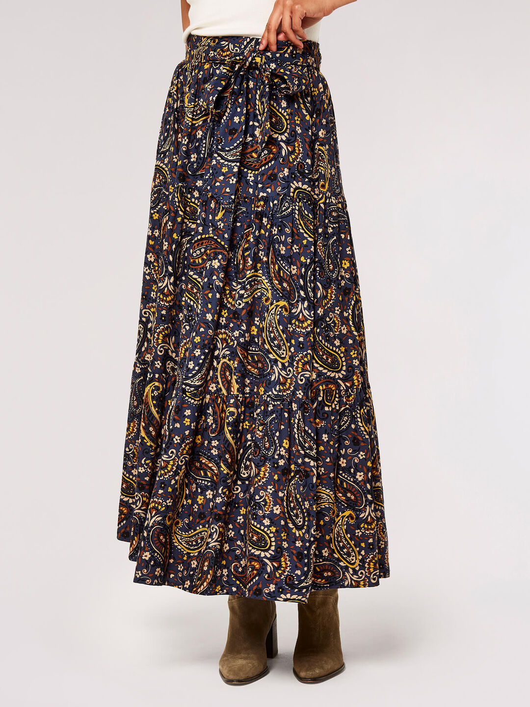 (THML) The Pierson Paisley Skirt-Brown