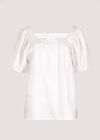 Short Sleeve Milkmaid Top, White, large