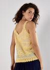 Floral Embroidery Crochet Cotton Top, Yellow, large