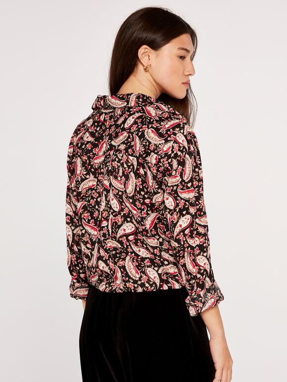 Watercolour Paisley  Top, Black, large