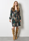 Patchwork Print Boho Mini Dress, Khaki, large
