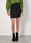 Ruched Metallic Mini Skirt, Black, large