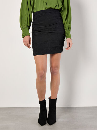 Ruched Metallic Mini Skirt